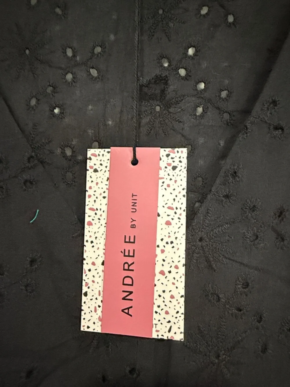 NWT Andree Black Eyelet Peplum V-Neck Blouse - Picture 3 of 9